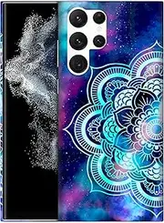 [GlamCase] for Samsung Galaxy S22 Ultra 5G, Samsung Galaxy S22 Ultra 5G Case - Mandala Galaxy Design Printed Sleek Cute Plastic Hard Protective Designer Back Phone Case/Cover for S22 Ultra 5G.