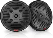 6.5 Inch Marine Speakers (Pair) - 2-Way IP-X4 Waterproof and Weather Resistant Outdoor Audio Dual Stereo Sound System with 600 Watt Power and Low Profile Design Bluetooth Black