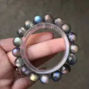 11.3mm Natural Labradorite Purple Light Gemstone Round Beads Bracelet AAA