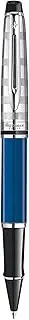 [WATERMAN] Expert Deluxe Rollerball Pen, Blue Obsession with Chrome Trim, Fine Point with Black Ink Cartridge, Gift Box