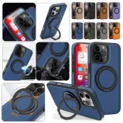 For iPhone 16 15 14 13 12 11 Pro Max Magnetic Magsafe Case Rotating Stand Cover