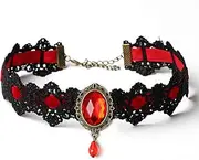 [taffeta alley] Black Choker Necklaces for Women, Goth Necklace Retro Gothic Choker for Halloween Costume Party Vampire Necklace