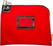 Cardinal bag supplies Locking Cash Bag, Bank Bag Laminated Nylon Combination and Keyed Security, 9 x 12 inch (Red)