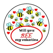 Kids Valentines day bee Stickers, labels, tags
