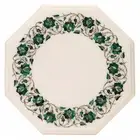 15" white Marble Inlaid semi precious stones side / end table handmade art work