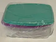 Tupperware Side By Side Container Set New Teal Purple