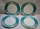 222 Fifth Astor Teal Round Porcelain 11" Dinner Plates Set of Four New