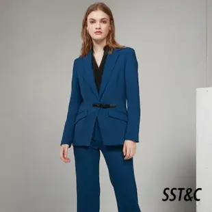【SST&C 最後65折】深藍色皮帶釦裝飾西裝褲7262003002