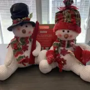 2 Pack Deluxe Soft Sculpture Snowman Christmas Decor Gerson Plush New