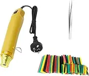 Mini Heat Air Gun with 164 PCS Heat Shrink Tube And 1 PCS DIY Clamp, 300 Watt 220V Portable Hot Gun for for DIY Craft, Heat Shrink Tubing, Embossing,Removing Paint Drying Crafts DIY Tool (yellow)