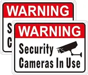 2Pcs 9.8 x 7 inch Warning Security Cameras in Use,Video Surveillance Sign No Trespassing Sign Aluminum UV Ink Printed,Durable/Weatherproof Up Outdoor for House and Business