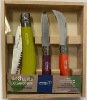 Opinel 254274 Garden knife set + storage case Green, Rose, Orange, Chrome New