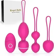 Pelvic Floor Trainer for Women with Remote Control - Medical Silicone Exercise Balls for Bladder Control and Pelvic Floor Exercises (Pink)