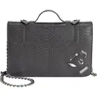 Sam Edelman Clive Circus Clutch Crossbody Shoulder Bag Vegan Leather Black Snake