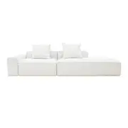 [James Lane] Riley Linen Pure White Modular Sofa - 1x Arm, 1x Armless, 1x Right Terminal