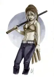 11,7 x 16,5" SHURA KIRIGAKURE BW#759 - ANIME ORIGINAL PINUP GIRL by ALEX MIRANDA