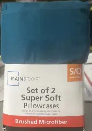 Mainstays Soft Microfiber Pillowcases Standard Queen Set of 2 Corsair