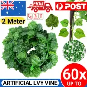 2M Artificial Ivy Vine Fake Foliage Hanging Grape Leaves Plant Party Decor AU