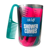 Hi Lift Shower Hair Combs Brush Assorted Colours Large Curved Handle 42 pcs