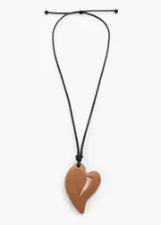 [Taking Shape] Taking Shape Big Bold Heart Necklace in Coffee - Women's Accessories Coffee