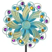 Metal Wind Spinners Outdoor, Golden Kinetic Wind Sculpture Garden Pinwheels w...