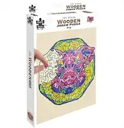 Puzzle Master Wooden Puzzle - Art Jigsaw Wood Cut Puzzle with Display Stand for Adults and Kids - Pig 121-Pieces Set