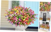 Artificial Flowers for Outdoors, 12 Bundles Fake Flowers Outdoor, UV