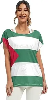 [RPLIFE] Ethiopia Flag Ladies Batwing Tops Flowy Off Shoulder Top, Plus Size Party Tops
