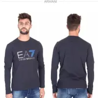 在飛比找蝦皮購物優惠-EA7 Armani 老鷹 經典LOGO 液態棉 長T  黑