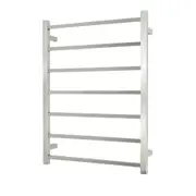 Radiant STR01 Square Bar Heated Towel Rail - 600 x 800mm- Brushed Satin - Stainless Steel - Bottom Right/Top Left Wiring