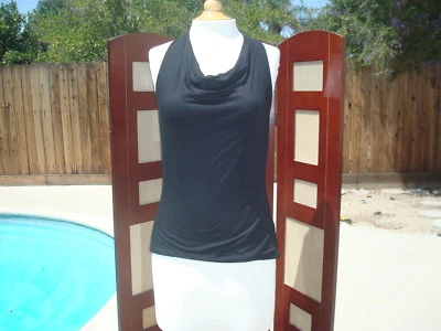 NWT White House Black Market Black Rayon Sleeveless Women's Top Blouse Sz M $68