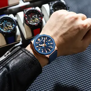 Curren 新款男士手錶運動休閒矽膠錶帶指針夜光錶盤自動日曆防水 8437 X