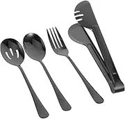 HEALEEP 1 Set Stainless Steel Serving Utensil Metal Tongs Forks Spoons for Pasta Steak Elegant Kitchen Tableware for Home Restaurants Camping
