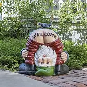 Funny Dwarf Sculpture - Gnome with A 'Welcome' Ass, Miniature Figurine Fairy Garden Accessories Dwarf Outdoor Garden Yard Art Decoration Home Cartoon Welcome S