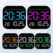 LED Digital Wall Clock Remote Control Temperature Date Week Display