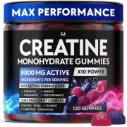 Creatine Monohydrate Gummies Complex 8000 MG for Men & Women, Preworkout Gumm...