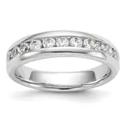 14k White Gold 3/4 Ct. Lab Grown Diamond VS/SI+ G+ Eleven Stone Channel Set Band Ring