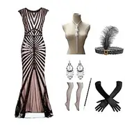 The Great Gatsby Long Length Flapper Dress Dress Outfits The Great Gatsby Wedding Guest Sequins Sequin Women's Masquerade Party Evening Wear Party Evening Wed