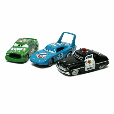 3-Pack Mattel Disney Pixar Cars King Sheriff Chick Hicks 1:55 Diecast Toy Loose