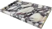 OAIQNUJ Natural Marble Vanity Tray Genuine Calacatta Viola Marble Storage Tray for Bathroom/Kitchen/Dresser (10" x 6")