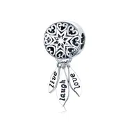 SOLID Sterling Silver Live Laugh Love Dream catcher Charm - AVILIA Designs
