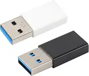 CONGARTENO 2PCS USB Male to Type C Female Adapter High Speed Data Transfer Converter for Smartphones and Tablets Durable Abs Design Black White