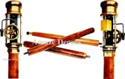 Vintage Wooden Cane Antique Brass Steam Engine Handle Foldable Walking Stick