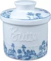 French Butter Crock French Butter Dish French Butter Keeper(Blue and White)