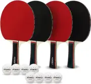 Ping Pong Paddles with Balls - Better Control & Sticky Inverted Rubber - Table T
