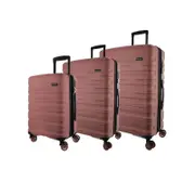 3pc Pierre Cardin 4 Wheel Hard-Shell Suitcase Travel Luggage Set Rose