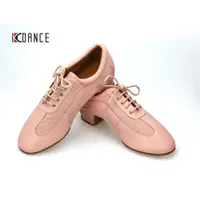 在飛比找ETMall東森購物網優惠-KC DANCE拉丁舞教師鞋粉色女超纖皮加網柔軟舒適毛底國標