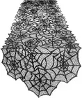 Halloween Black Lace Spider Web Table Runner 72 X 18 Inch New