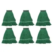 6Pcs Commercial Mop Head Replacement, Cotton String Mop Head, Green