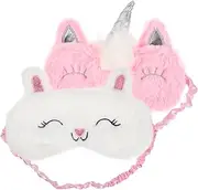 Generic Cute Sleeping Eye Mask Set 2 Pcs Sleep Eye Covers Plush Material for Women's Nap Time and Night Sleep Mask